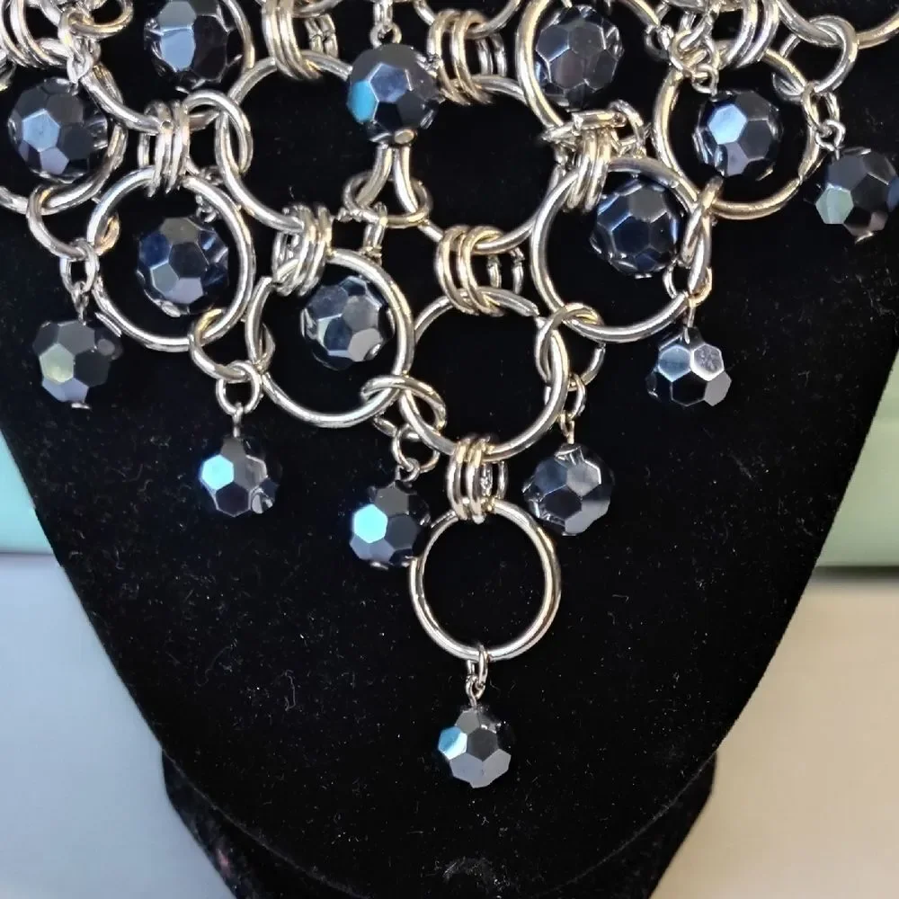 Cookie Lee Silver and Dark Blue Necklace - Picture 2 of 5